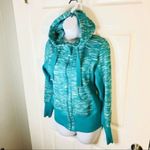 Zella  Marled Hoodie Zipper Sweatshirt Jacket Long Sleeves Teal S Photo 3