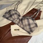 Favorite Daughter Ex Boyfriend Plaid Bra Top Brown Beige Size XL Photo 4