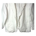 Modcloth  Women Size XL White‎ Ruffle Trim Blazer Linen Blend Cropped Jacket Photo 2