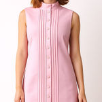 American Vintage 1960s Bleeker Street Pink Pintuck Mod Shift Dress high neck sleeveless medium Photo 0