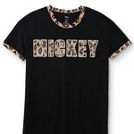 Disney  Mickey Mouse Leopard Short Sleeve Pajama Shirt Size Medium Photo 0