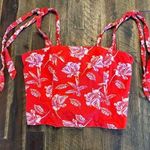 Joie  linen blend tropical floral tie shoulder cropped top size 6 Photo 0