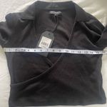Brave Soul NWT‎  London Black Ribbed Wrap Crop Top Long Sleeve Collared Women's M Photo 9