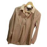 BCBG Paris Tan Sheer Henley Blouse S Career Casual Flowy Y2K Brown Photo 1