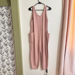 Pink Knit Oversized Baggy Jumpsuit Playsuit Pockets Small Photo 1
