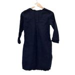 Michael Stars Navy Blue Linen Long Sleeve Dress Sz S Photo 4