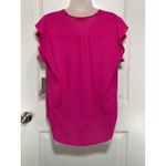 NWT CHAUS Hot Pink V Neck Flutter Sleeve Tunic Top Women's Medium Career Work Photo 4