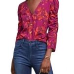 Anthropologie Maeve Jordain Runa Blouse XS Floral Button Front Photo 3