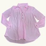 Luxurious Cozy Fabrics Pink White Striped Long Sleeve Button Down Womens Shirt M Size undefined Photo 6
