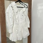 Self Portrait Self-Portrait White Cotton Embellished Mini Dress Photo 6
