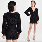 Ramy Brook New Kalani Black Zebra Print Flocked Textuted Long Sleeve Mini Dress Photo 4