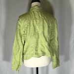 J Jill • Linen Blend Jacket Size L Petite Lime Green Front Pockets Blazer Photo 3