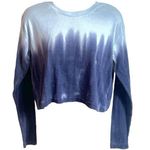 Me to We NWT  Cropped Long Sleeve Tie Dye Crew Neck Blue T Shirt Top Ombré XS Photo 0