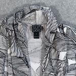 Clara Sun Woo Open Cardigan Sweater Women's Large Black White Leaf Print Ribbed Photo 4