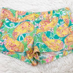 Lilly Pulitzer  Walsh Pop Goes The Lemur Yellow Turquoise Paisley Shorts Size 6 Photo 0