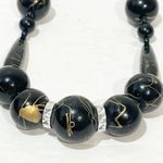 Vintage Original Art Deco Black And Silver Bead Necklace Photo 1