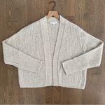 NWOT White + Warren Cashmere Air Spun Ribbed Open Cardigan in White Marl Large Gray Photo 2