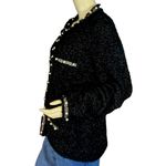 White House | Black Market  BLACK W/METALLIC SILVER STRANDS BEADED CARDIGAN (XL) Photo 4