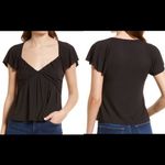 frame denim Frame Womens SZ Small Black Shirred Flounce Top Short Sleeve Style# LTWS1761 NEW Photo 1