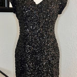 Parker  BLACK Serena Dress‎ Black Silk Sequins Mini Dress Size 4 Photo 0