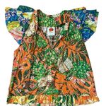Farm Rio Caipirinha Ruffled Flutter Sleeve Blouse Multicolor Size XS Photo 3