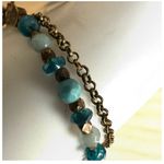 Double Strand Apatite & Aquamarine Gemstone Bracelet with Turquoise Charm & Ster Photo 1