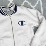Champion cream Sherpa varsity bomber sporty jacket with logo Photo 3