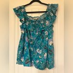 Loft  Teal and Lavender Floral Blouse Photo 1
