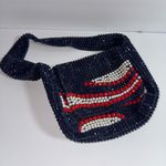 Elegant Navy Beaded Shoulder Bag Blue Photo 0