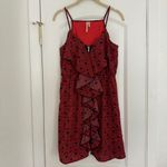 Hello Miss Red and Black Zippered Ruffle Dress Photo 1