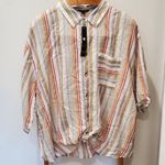Unique spectrum  Tan Striped Long Sleeve Button Up 3X Photo 0