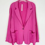 Raquel Allegra Boxy Gauze Blazer in Bright Pink Size 2 Cotton Photo 2