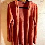 Tahari  Linen Orange Cinnamon Hooded 100% Linen Lightweight open front jacket Photo 0