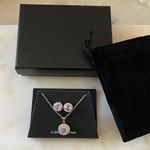NWT Cubic Zirconia Round Halo Pendant and Earrings Set in Fine Silver Plate. Photo 6