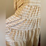ON YOU White and Camel Gingham Maxi Dress Tan Photo 4