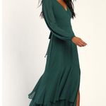 Lulus  Tier Elegance Hunter Green Long Sleeve Tiered Maxi Dress Wedding Size 1X Photo 1
