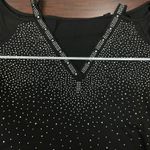 SheIn Black Cold Shoulder Sequin V-Neck Long Sleeve Blouse Size Large Photo 4