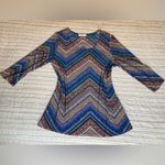 Vintage Agenda Mixed Pattern 3/4 Sleeve Top 90s Large L VTG Blue Photo 2