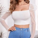 SheIn White top with detailed mesh sleeves Photo 0