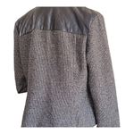 Jaclyn Smith  black &white Tweed quilted Leather button up moto jacket size small Photo 3