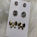 NWOT Gold Stud Faux Diamond/ Bow Earring Photo 1