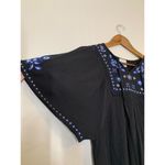 Blue Rain Floral Embroidered Dress Womens Sz XS Bat Sleeve Boho Fringe V Neck Photo 2