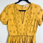Madewell  Scalloped Eyelet Midi Dress Yellow Size 0 Cheerful Color Boho Chic Photo 5