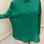 Adiva Women Crochet Eyelet Button Down Long Sleeve Boho Shirt Blouse Tops Sz XL Photo 6