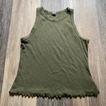 Old Navy Rib Knit Cotton Green Stretchy Sleeveless High Neck Tank Top‎ Ruffle Hem Medium Photo 0