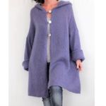 Soft Surroundings  mohair wool blend chunky knit hooded cardigan sweater L Photo 5