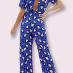 ASOS Bright Blue Cheetah Print Speckled Wide Leg Jumpsuit 6 Photo 1