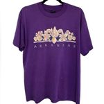 American Vintage Vintage Single Stitch Arkansas Apple Blossom Purple Floral T-Shirt - Size L Photo 0