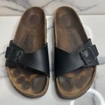 Birkenstock Women's Black Leather Festival Boho Madrid Slides Sandals Sz 39 Sz 8 Photo 2