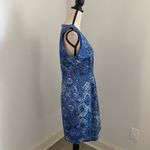 Elie Tahari Emory Dress Size 10 Blue White Bora Bora Multi Sheath Elegant Mature Photo 3